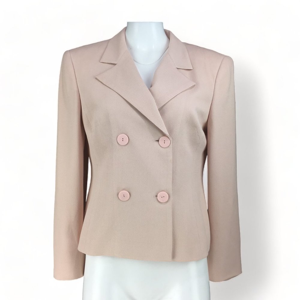 Episode Blazer Vintage Retro 90s Silk Double Breasted  Pink Waffle Weave Size 8
